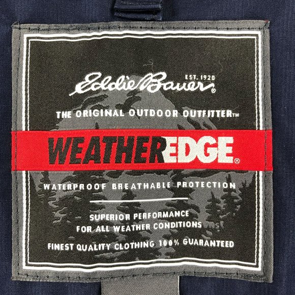 *SOLD* Eddie Bauer Men's Large Weather Edge Waterproof Blue Long Sleeve Jacket - Picture 11 of 13